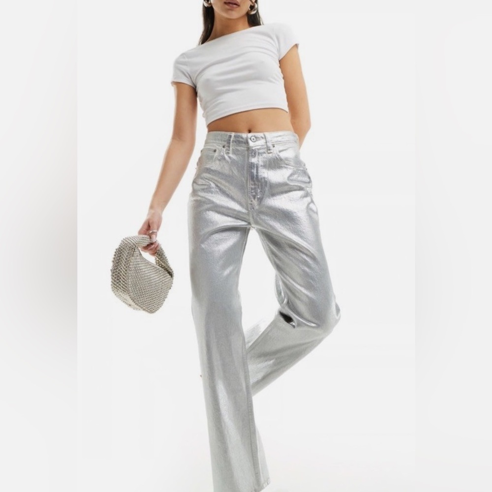 Abercrombie & Fitch Silver 90s Relaxed High Rise Pants